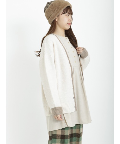 Samansa Mos2(サマンサ モスモス)の「配色Vネックニットカーディガン(カーディガン/ボレロ・レディース・ベージュ/オフホワイト/イエロー/ブルー/グリーン/チャコール・フリ-)」の22枚目の写真