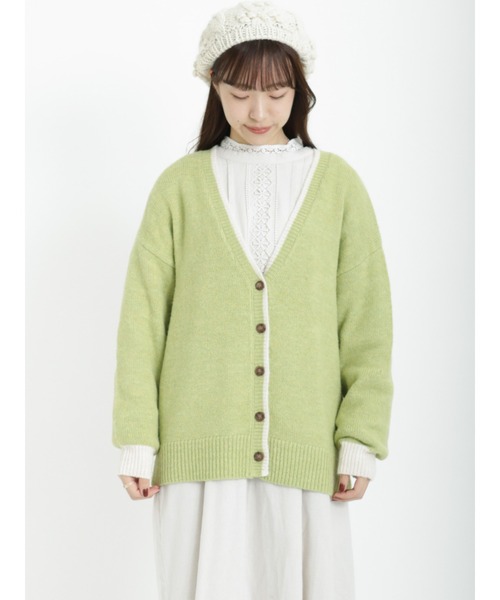 Samansa Mos2(サマンサ モスモス)の「配色Vネックニットカーディガン(カーディガン/ボレロ・レディース・ベージュ/オフホワイト/イエロー/ブルー/グリーン/チャコール・フリ-)」の15枚目の写真