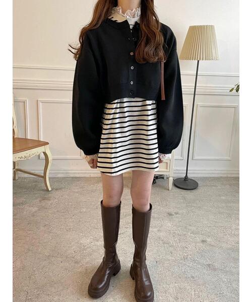 Green　Parks（グリーンパークス）の「レース衿付きニットカーディガン（カーディガン/ボレロ・レディース・ブラック/ピンク/ホワイト・FREE）」の19枚目の写真