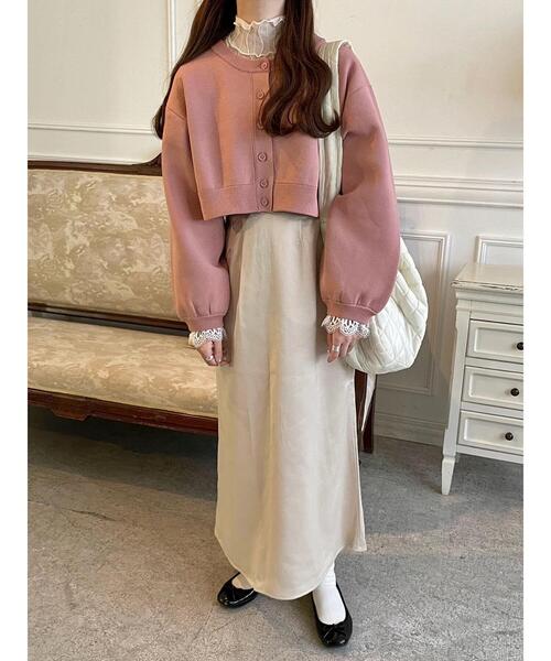 Green　Parks（グリーンパークス）の「レース衿付きニットカーディガン（カーディガン/ボレロ・レディース・ブラック/ピンク/ホワイト・FREE）」の12枚目の写真