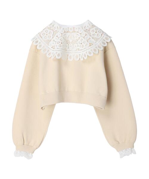 Green　Parks（グリーンパークス）の「レース衿付きニットカーディガン（カーディガン/ボレロ・レディース・ブラック/ピンク/ホワイト・FREE）」の9枚目の写真