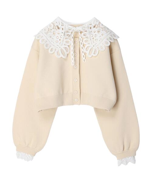 Green　Parks（グリーンパークス）の「レース衿付きニットカーディガン（カーディガン/ボレロ・レディース・ブラック/ピンク/ホワイト・FREE）」の14枚目の写真