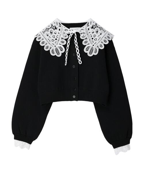 Green　Parks（グリーンパークス）の「レース衿付きニットカーディガン（カーディガン/ボレロ・レディース・ブラック/ピンク/ホワイト・FREE）」の21枚目の写真