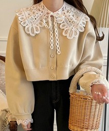 Green　Parks | レース衿付きニットカーディガン(カーディガン/ボレロ)