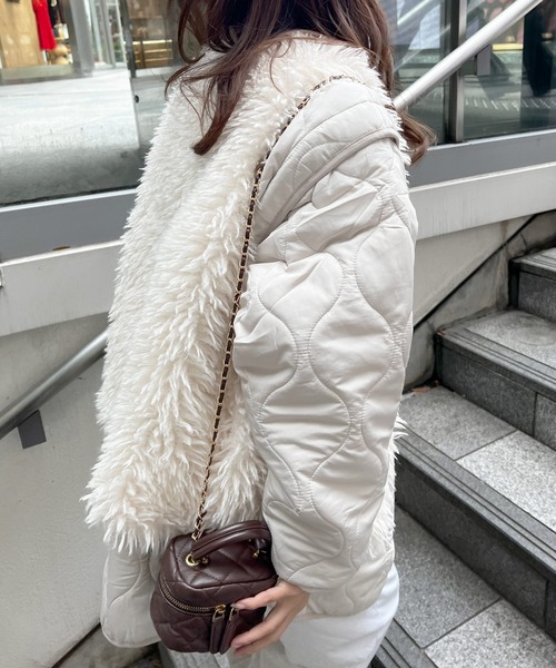 Lamoa（ラモア）の「Lamoa/【袖取り外し可能】2WAY キルティング ノーカラー ジャケット（ノーカラージャケット・レディース・オフホワイト/ブラック・MEDIUM）」の13枚目の写真