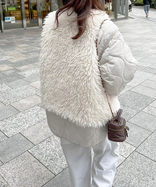 Lamoa（ラモア）の「Lamoa/【袖取り外し可能】2WAY キルティング ノーカラー ジャケット（ノーカラージャケット・レディース・オフホワイト/ブラック・MEDIUM）」の14枚目の写真