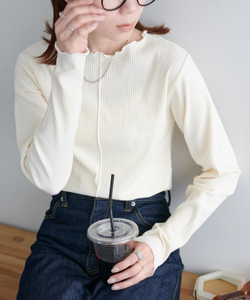 DISCOAT(ディスコート)の「【前後2WAY】配色リブメローロングスリーブ(Tシャツ/カットソー・レディース・ブルー系その他/グリーン系その他2/ライトグレー/アイボリー/ブラック/オフホワイト・FREE)」の3枚目の写真
