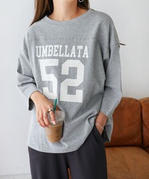コットンナンバーロゴプリント7分袖Tシャツ