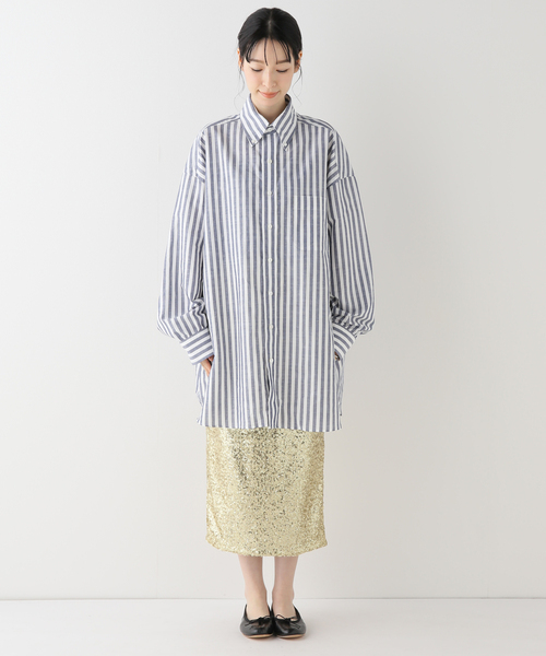 美品 クチュールドアダム ★ オーバーサイズ 長袖 シャツ ストライプ 美品 クチュールドアダム ☆ オーバーサイズ 長袖 シャツ ストライプ