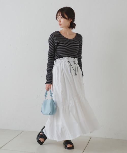 Kastane（カスタネ）の「【2023SSアイテム】ナイロンティアードボリュームスカート（スカート・レディース・ブラック/オフホワイト/アイボリー・FREE）」の6枚目の写真