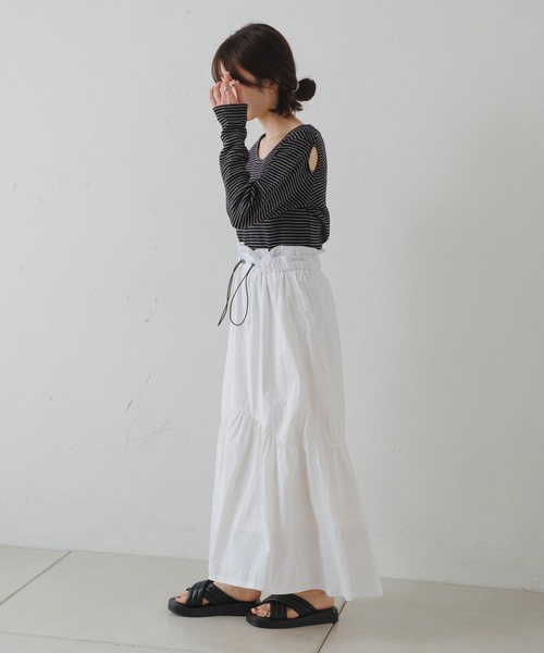 Kastane（カスタネ）の「【2023SSアイテム】ナイロンティアードボリュームスカート（スカート・レディース・ブラック/オフホワイト/アイボリー・FREE）」の4枚目の写真