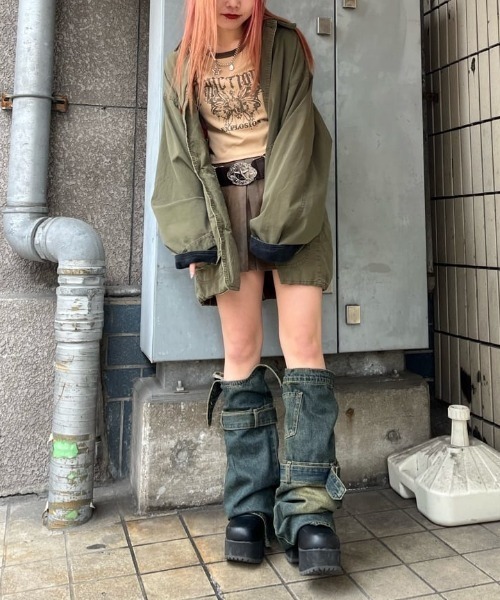 SPINNS（スピンズ）の「デニムロングレッグカバー（レッグウォーマー・レディース・グレー/ブルー・ONESIZE）」の13枚目の写真