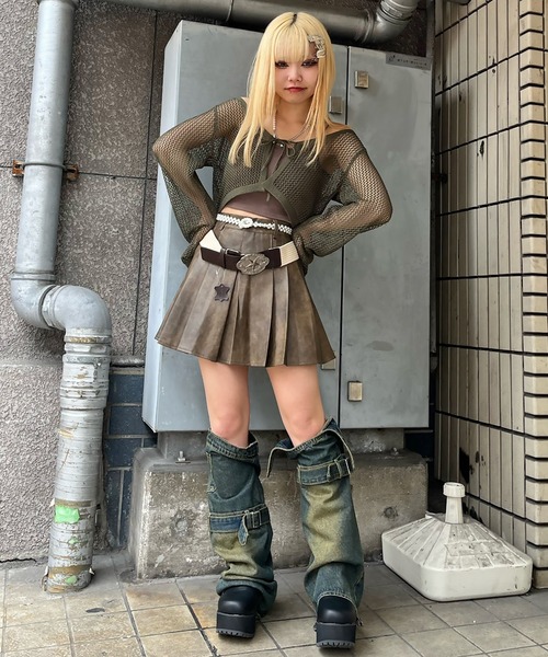 SPINNS（スピンズ）の「デニムロングレッグカバー（レッグウォーマー・レディース・グレー/ブルー・ONESIZE）」の14枚目の写真