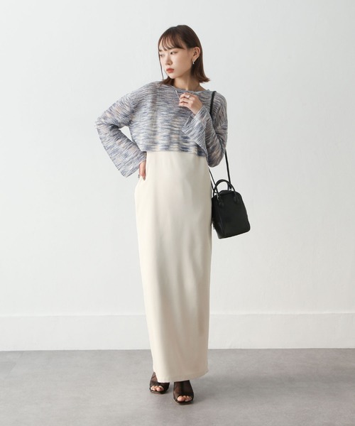 Chillfar（チルファー）の「ショート丈メッシュトップス（ニット/セーター・レディース・ブルー/ブラック/ベージュ/オレンジ・FREE）」の7枚目の写真