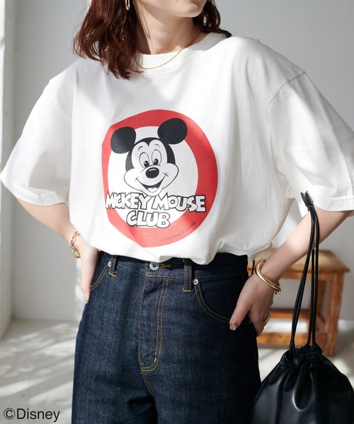 DISCOAT（ディスコート）の「サークルミッキービッグTシャツ（Tシャツ/カットソー・レディース・チャコールグレー/オフホワイト・FREE）」の21枚目の写真