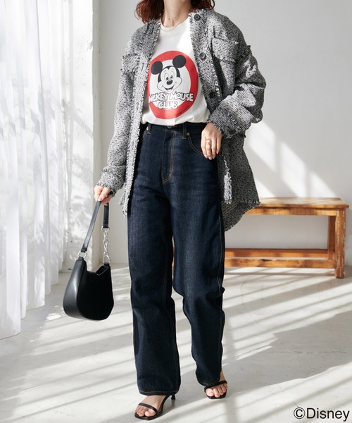 DISCOAT（ディスコート）の「サークルミッキービッグTシャツ（Tシャツ/カットソー・レディース・チャコールグレー/オフホワイト・FREE）」の4枚目の写真