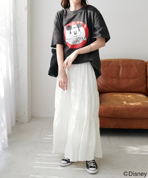 DISCOAT（ディスコート）の「サークルミッキービッグTシャツ（Tシャツ/カットソー・レディース・チャコールグレー/オフホワイト・FREE）」の9枚目の写真