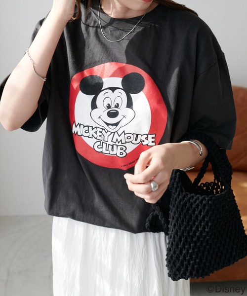 DISCOAT（ディスコート）の「サークルミッキービッグTシャツ（Tシャツ/カットソー・レディース・チャコールグレー/オフホワイト・FREE）」の11枚目の写真
