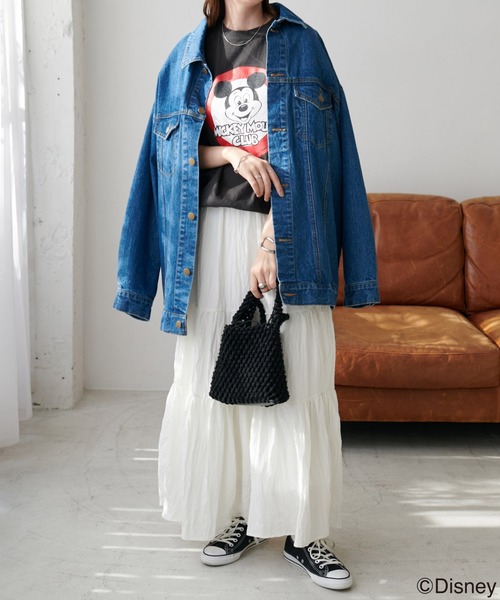 DISCOAT（ディスコート）の「サークルミッキービッグTシャツ（Tシャツ/カットソー・レディース・チャコールグレー/オフホワイト・FREE）」の15枚目の写真