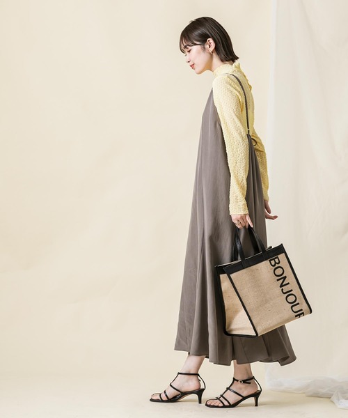 Gready Brilliant(グレディブリリアン)の「ボコボコシアーHNフル袖カットソー(Tシャツ/カットソー・レディース・オフホワイト/ブラック/レモンイエロー・38)」の4枚目の写真