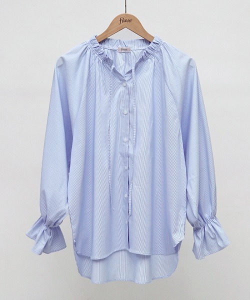 flower(フラワー)の「リラックスフリルシャツ(シャツ/ブラウス・レディース・ホワイト/ブルー・FREE)」の15枚目の写真