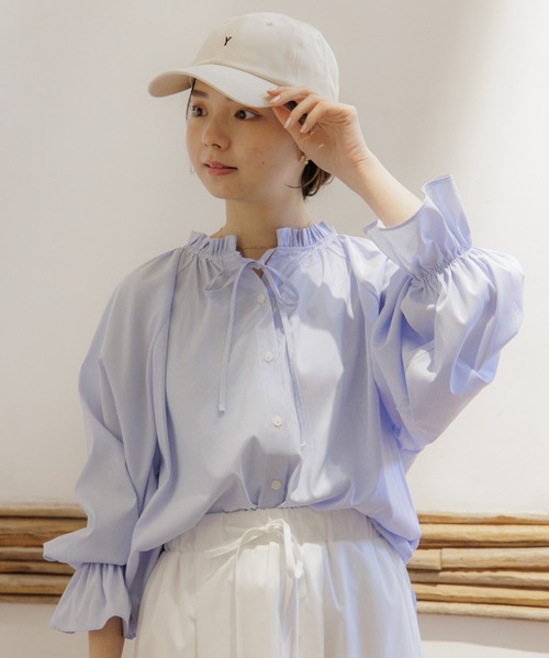 flower(フラワー)の「リラックスフリルシャツ(シャツ/ブラウス・レディース・ホワイト/ブルー・FREE)」の17枚目の写真