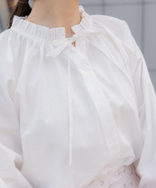 flower(フラワー)の「リラックスフリルシャツ(シャツ/ブラウス・レディース・ホワイト/ブルー・FREE)」の22枚目の写真