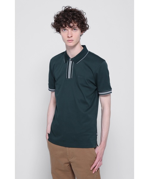 BOSS（ボス）の「コントラストカラートリム インターロックコットン ポロシャツ（ポロシャツ・メンズ・グレー/カーキ/ベージュ/ホワイト/ネイビー・M/L/XL/XXL/S/XXXL）」の5枚目の写真