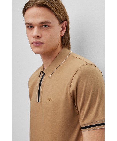 BOSS（ボス）の「コントラストカラートリム インターロックコットン ポロシャツ（ポロシャツ・メンズ・グレー/カーキ/ベージュ/ホワイト/ネイビー・M/L/XL/XXL/S/XXXL）」の17枚目の写真