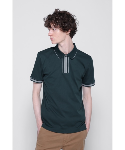 BOSS（ボス）の「コントラストカラートリム インターロックコットン ポロシャツ（ポロシャツ・メンズ・グレー/カーキ/ベージュ/ホワイト/ネイビー・M/L/XL/XXL/S/XXXL）」の6枚目の写真