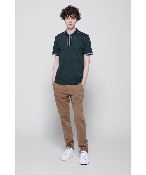 BOSS（ボス）の「コントラストカラートリム インターロックコットン ポロシャツ（ポロシャツ・メンズ・グレー/カーキ/ベージュ/ホワイト/ネイビー・M/L/XL/XXL/S/XXXL）」の8枚目の写真