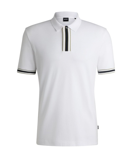 BOSS（ボス）の「コントラストカラートリム インターロックコットン ポロシャツ（ポロシャツ・メンズ・グレー/カーキ/ベージュ/ホワイト/ネイビー・M/L/XL/XXL/S/XXXL）」の12枚目の写真