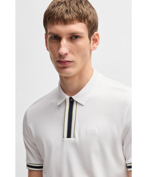 BOSS（ボス）の「コントラストカラートリム インターロックコットン ポロシャツ（ポロシャツ・メンズ・グレー/カーキ/ベージュ/ホワイト/ネイビー・M/L/XL/XXL/S/XXXL）」の10枚目の写真