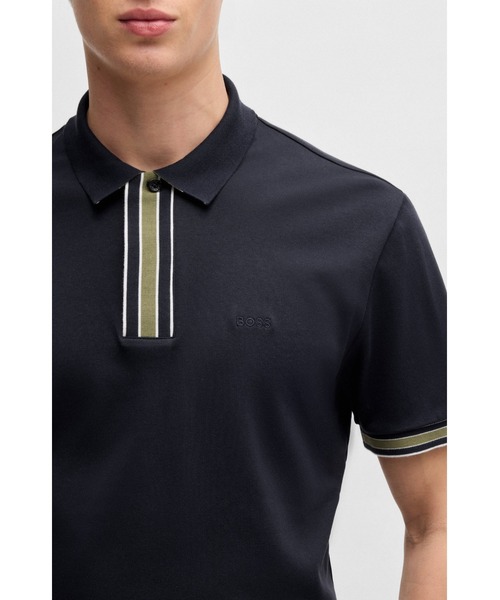 BOSS（ボス）の「コントラストカラートリム インターロックコットン ポロシャツ（ポロシャツ・メンズ・グレー/カーキ/ベージュ/ホワイト/ネイビー・M/L/XL/XXL/S/XXXL）」の13枚目の写真