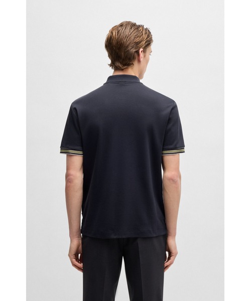 BOSS（ボス）の「コントラストカラートリム インターロックコットン ポロシャツ（ポロシャツ・メンズ・グレー/カーキ/ベージュ/ホワイト/ネイビー・M/L/XL/XXL/S/XXXL）」の14枚目の写真