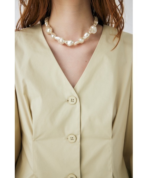 moussy LINEN BLEND WAIST FIT ブラウス ホワイト MOUSSY（マウジー 