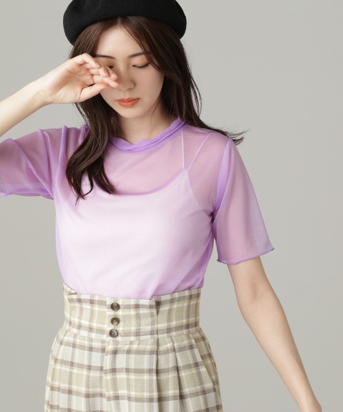 FREE'S MART（フリーズマート）の「◆メロー半袖シアーカットソー（Tシャツ/カットソー・レディース・パープル/ブラック/ホワイト・FREE）」の19枚目の写真