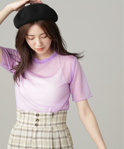 FREE'S MART（フリーズマート）の「◆メロー半袖シアーカットソー（Tシャツ/カットソー・レディース・パープル/ブラック/ホワイト・FREE）」の20枚目の写真