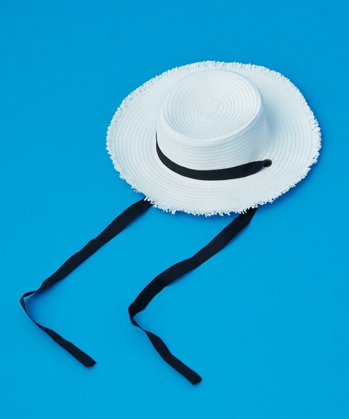 CIAOPANIC TYPY（チャオパニックティピー）の「【SOUNDSGOOOOD/サウンズグッド】リボンストラップフリンジカンカンハット（ハット・メンズ・ホワイト/ブラック・ONE SIZE）」の5枚目の写真