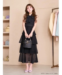 レーシーティアードロングドレス