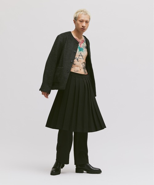FEKETE(フェケテ)の「HIGH-WAISTED WIDE TROUSERS / ハイウエストワイドスラックス(スラックス・メンズ・グレー/ブラック・MEDIUM/SMALL/LARGE)」の9枚目の写真