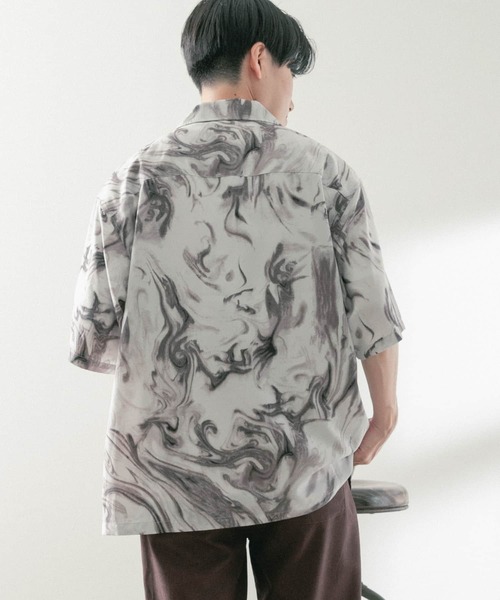 ITEMS URBANRESEARCH(アイテムズ アーバンリサーチ)の「マーブルプリントオープンカラー半袖シャツ(シャツ/ブラウス・メンズ・ブラック/オフホワイト/ベージュ・MEDIUM/LARGE)」の12枚目の写真