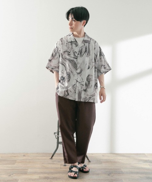 ITEMS URBANRESEARCH(アイテムズ アーバンリサーチ)の「マーブルプリントオープンカラー半袖シャツ(シャツ/ブラウス・メンズ・ブラック/オフホワイト/ベージュ・MEDIUM/LARGE)」の13枚目の写真