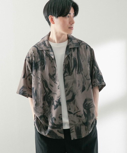 ITEMS URBANRESEARCH(アイテムズ アーバンリサーチ)の「マーブルプリントオープンカラー半袖シャツ(シャツ/ブラウス・メンズ・ブラック/オフホワイト/ベージュ・MEDIUM/LARGE)」の14枚目の写真