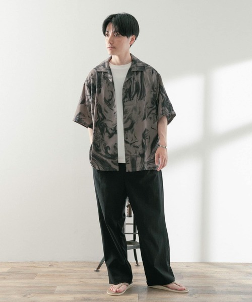 ITEMS URBANRESEARCH(アイテムズ アーバンリサーチ)の「マーブルプリントオープンカラー半袖シャツ(シャツ/ブラウス・メンズ・ブラック/オフホワイト/ベージュ・MEDIUM/LARGE)」の18枚目の写真