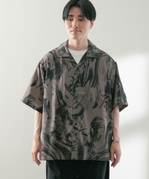 ITEMS URBANRESEARCH(アイテムズ アーバンリサーチ)の「マーブルプリントオープンカラー半袖シャツ(シャツ/ブラウス・メンズ・ブラック/オフホワイト/ベージュ・MEDIUM/LARGE)」の19枚目の写真