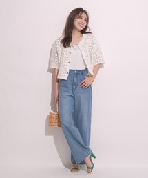 JUSGLITTY（ジャスグリッティー）の「柄編みハーフスリーブ