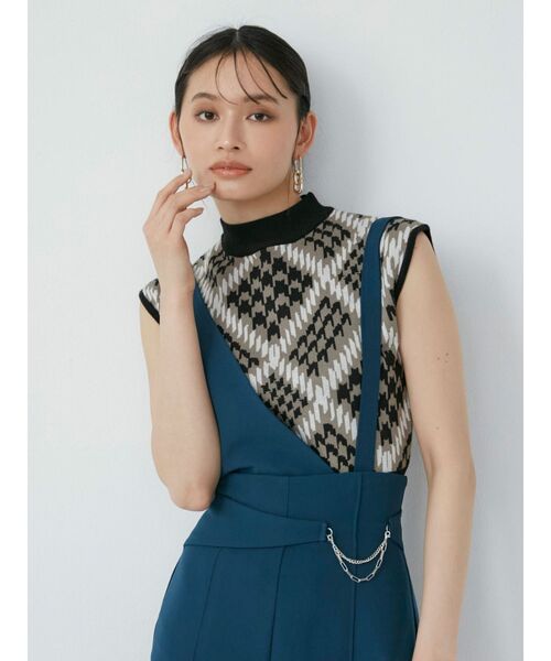 MURUA（ムルーア）の「ジオメパターンニットタンク（ニット/セーター・レディース・モカ/ベージュ/グリーン・FREE）」の18枚目の写真