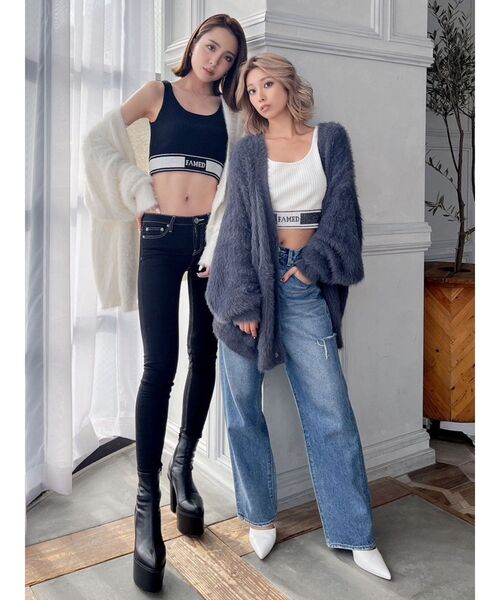 GYDA(ジェイダ)の「FAMED GLITTER LINE KNIT TANKTOP(タンクトップ・レディース・ブラック/オフホワイト・FREE)」の5枚目の写真