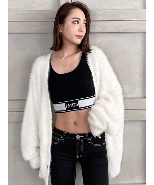 GYDA(ジェイダ)の「FAMED GLITTER LINE KNIT TANKTOP(タンクトップ・レディース・ブラック/オフホワイト・FREE)」の11枚目の写真